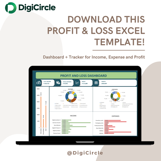 Profit & Loss Excel Template | Income & Expense Tracker with Financial Dashboard